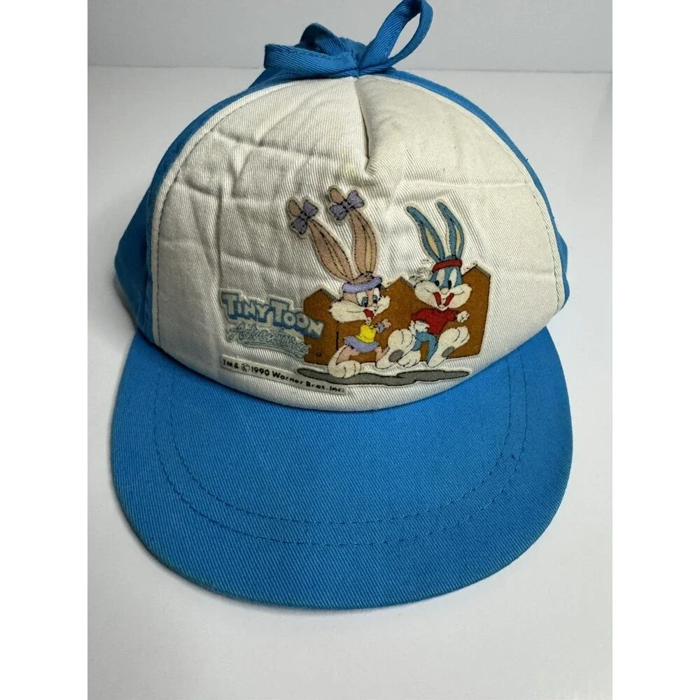 Vntg Kids 1990 Warner Bros. Tiny Toon Adventures stretch-fit painter's cap-  med